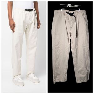 Gramicci Pant Straight Loose Fit Beige Tan Men's XL Made USA Belt Twill Cotton